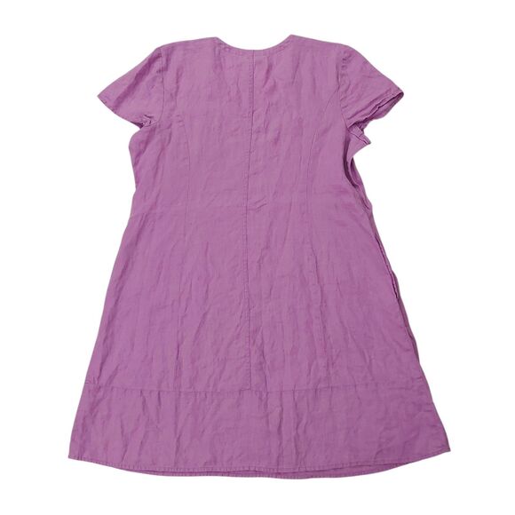 J Jill Love Linen Dress Womens Large Lilac Short Sleeve V-Neck Beach Coastal - Picture 5 of 11